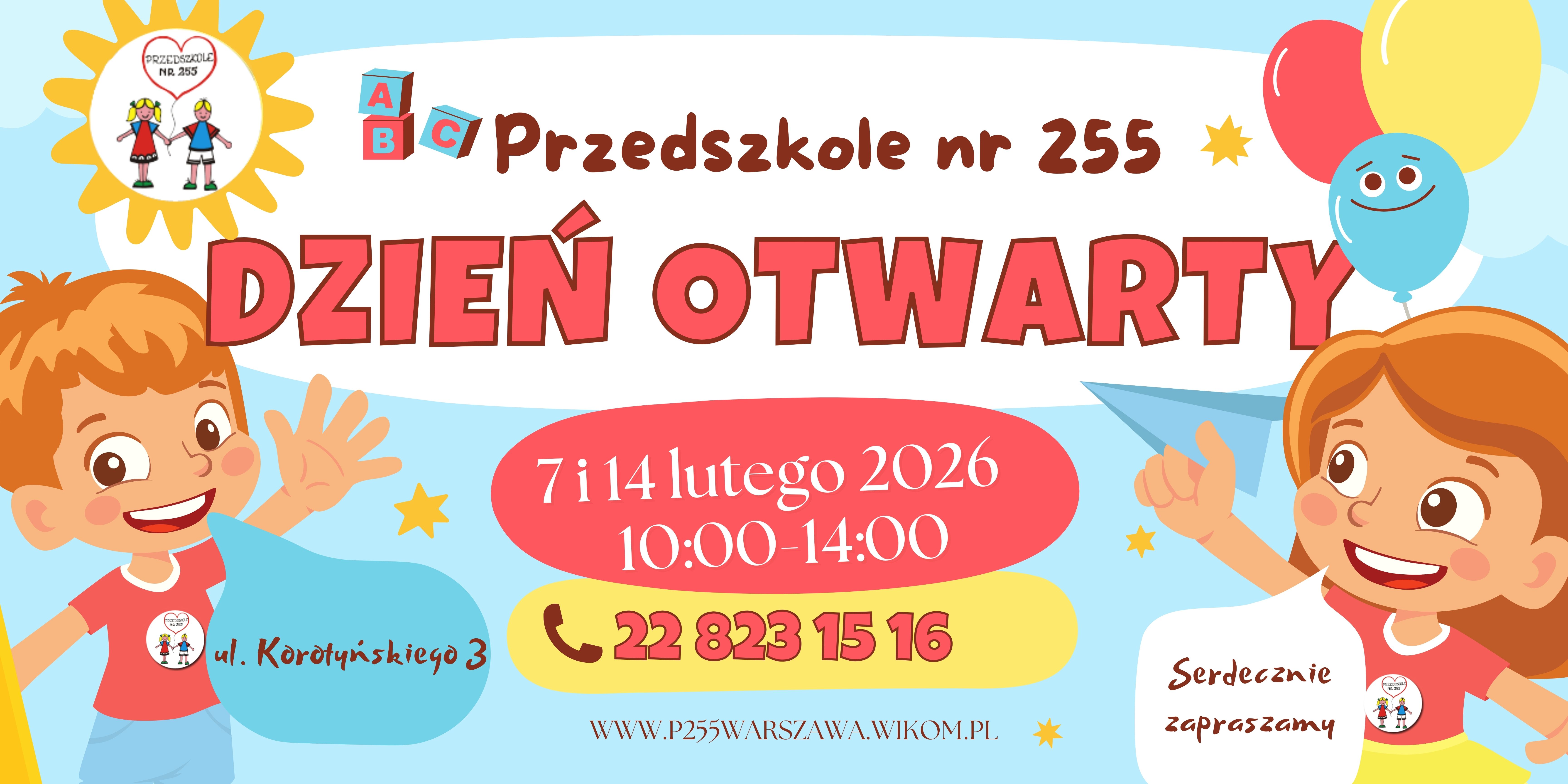 plakat zapraszający na dzień otwarty w przedszkolu nr 255 w Warszawie